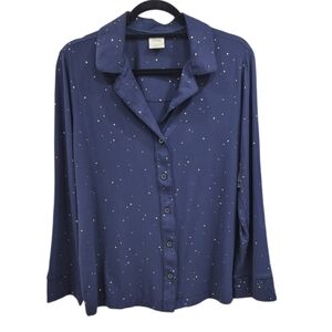 Soma Cool Nights pajama top women's large Stars Nightfall Navy blue long sleeve